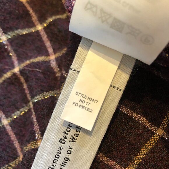 Madewell Purple Windowpane Plaid Ruffle Long Sleeve Top Medium - Picture 13 of 13